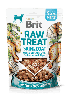 Brit RAW TREAT Skin&Coat Lyofilizovaná pochúťka a topper ryby a kuracie mäso 40 g