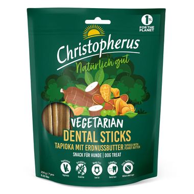 Christopherus Vegetarian Dentálna tyčinka Tapioka s arašidovým maslom 250 g