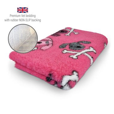 DRYBED Premium Vet Bed Crossbones fuchsia 100 x 75 cm