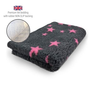 DRYBED Premium Vet Bed Hviezdy antracit + fuchsia 100 x 75 cm