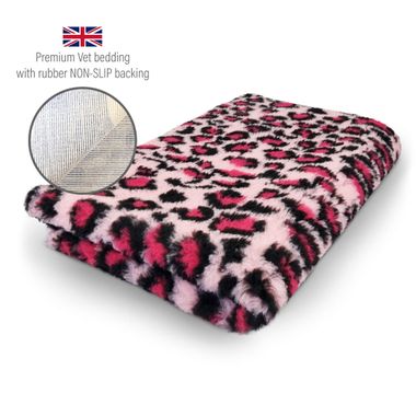 DRYBED Premium Vet Bed Leopard fuchsia 100 x 75 cm