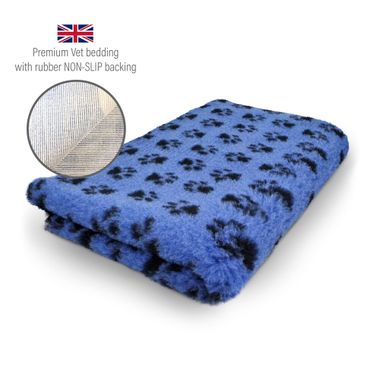 DRYBED Premium Vet Bed Small Paws kobaltovo-modrý + čierne labky 100 x 75 cm