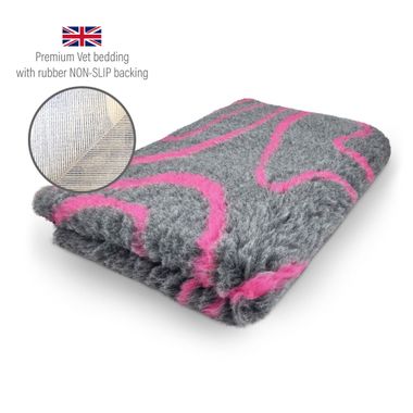 DRYBED Premium Vet Bed Waves antracitový + fuchsia 100 x 75 cm