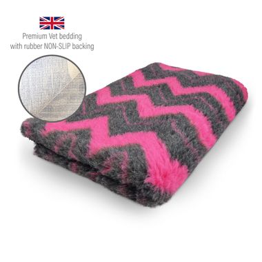 DRYBED Premium Vet Bed ZIG ZAG antracitový + fuchsia 100 x 75 cm